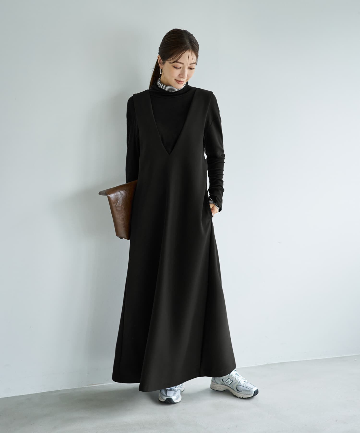 STYLE DELI「【LUXE】AラインフロントVジャンパースカート」|ジャンパースカート|