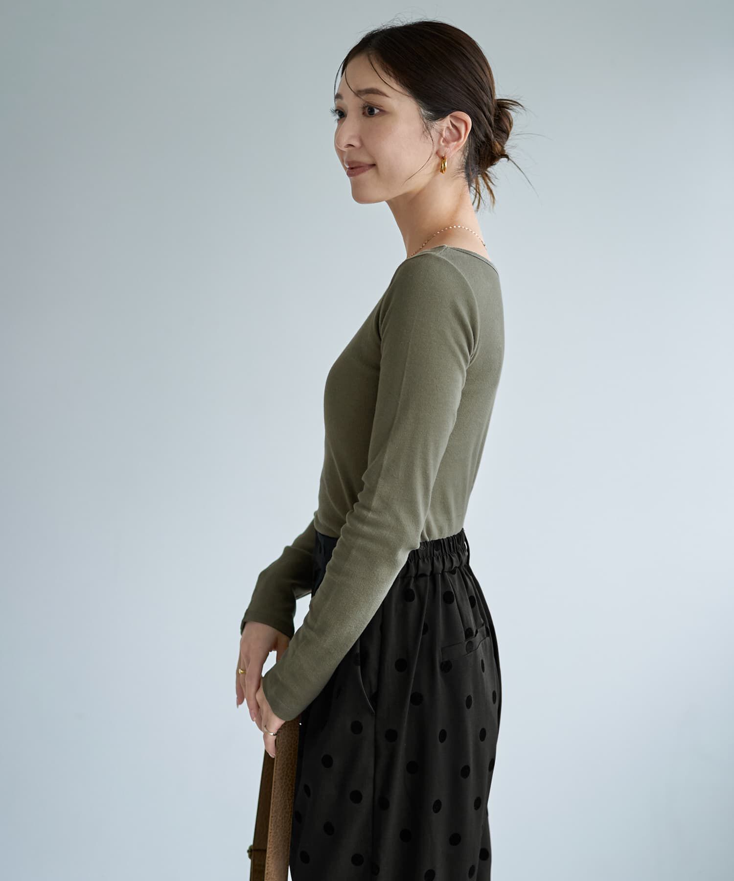 STYLE DELI「◆敏感肌対策◆中に着る綿100デコルテ開きカットソー」|Tシャツ・カットソー|