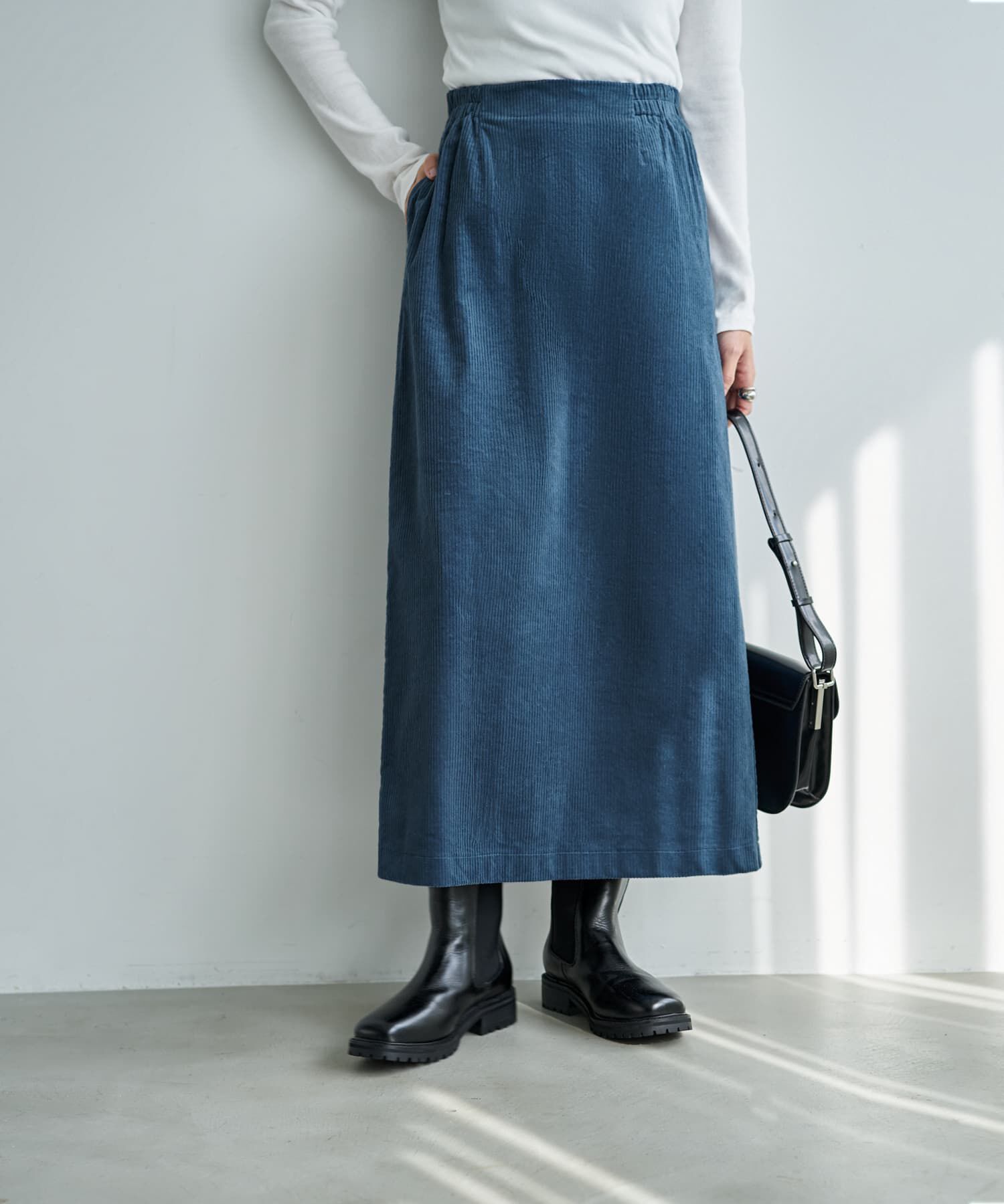 STYLE DELI「【セットアップ対応】コーデュロイストレートスカート」|スカート|ブルー