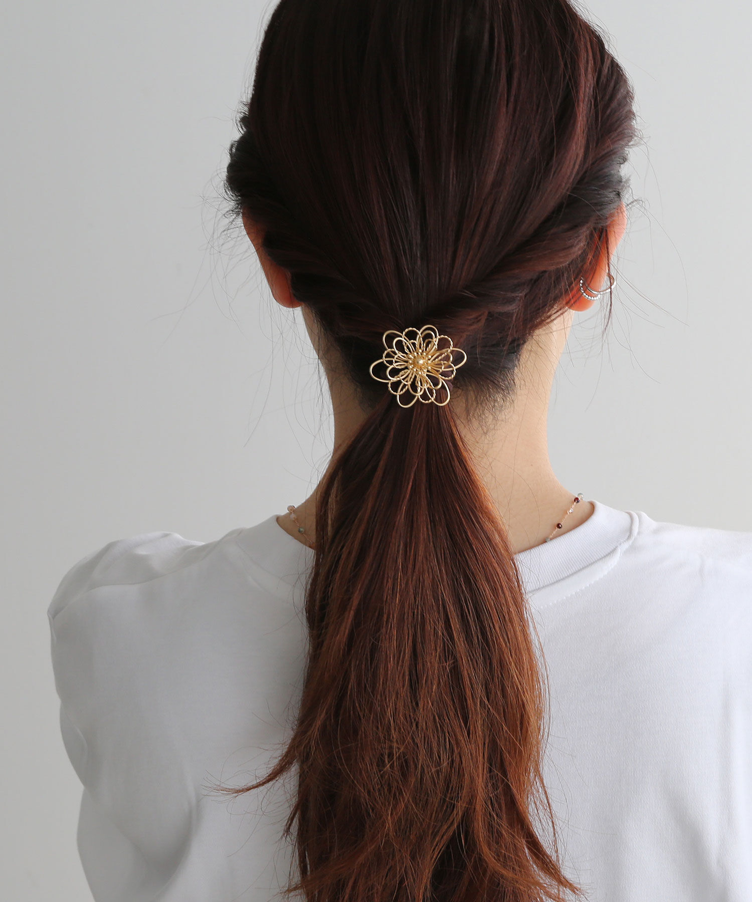  「立体メタルラインフラワーヘアゴム」|ヘアゴム・シュシュ|