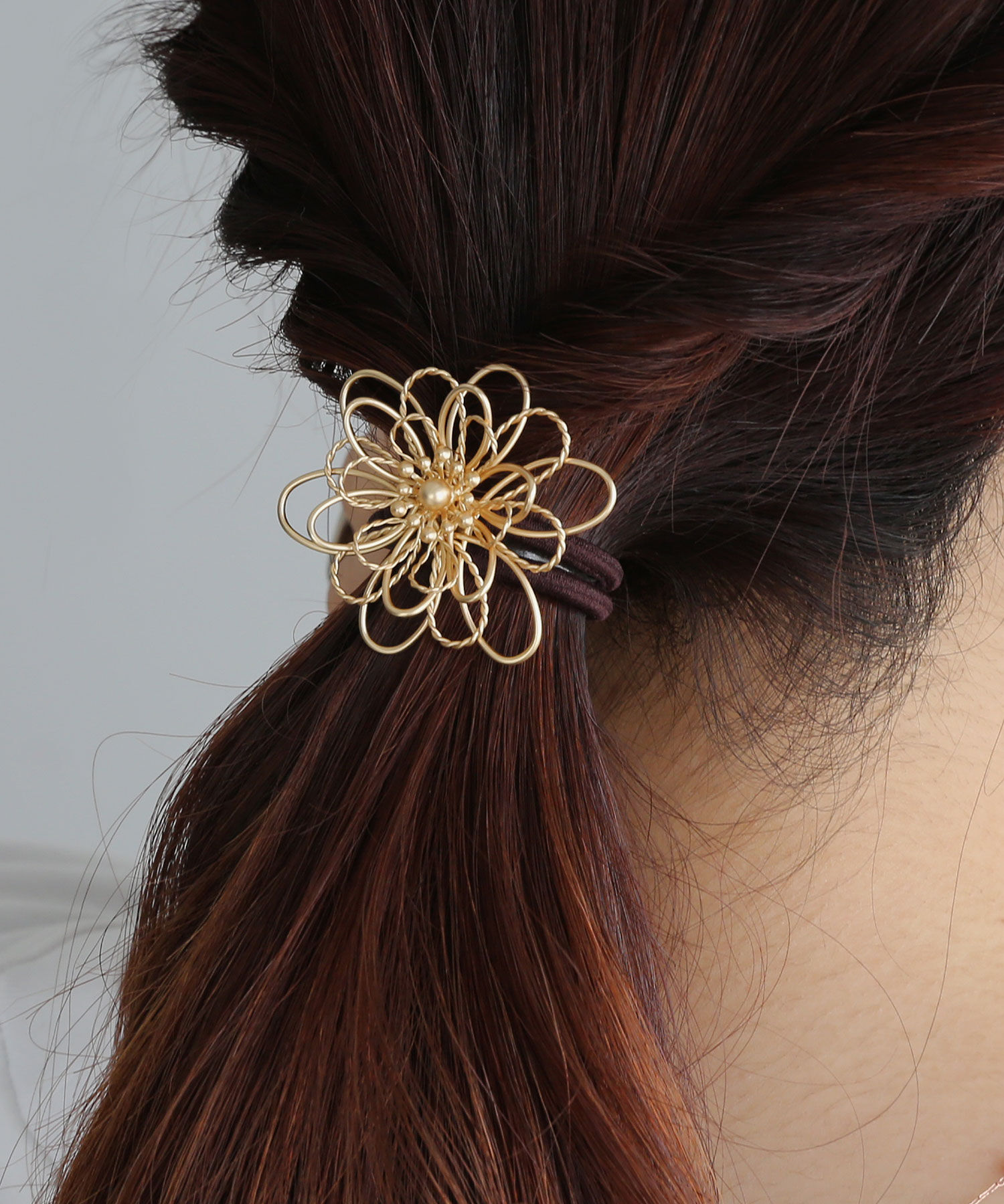  「立体メタルラインフラワーヘアゴム」|ヘアゴム・シュシュ|