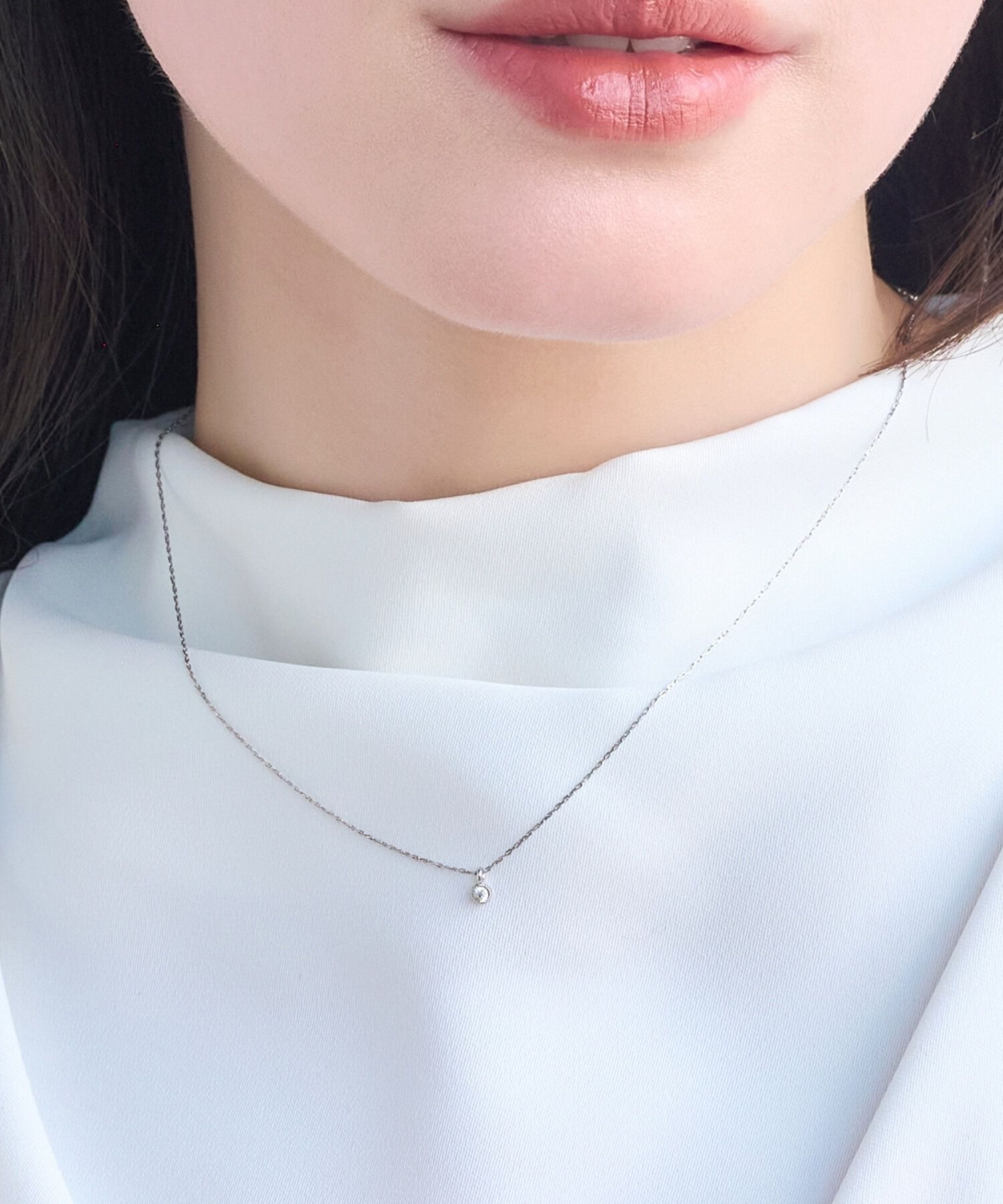 Phoebe「【金属アレルギー対応】シャイニーフチミルネックレス　シルバー」|ネックレス|
