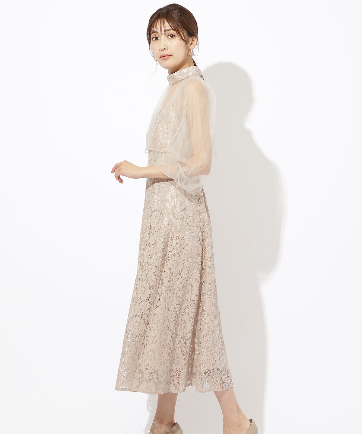 アンドクチュール「チュールブラウスレイヤーレースドレス」|ドレス|