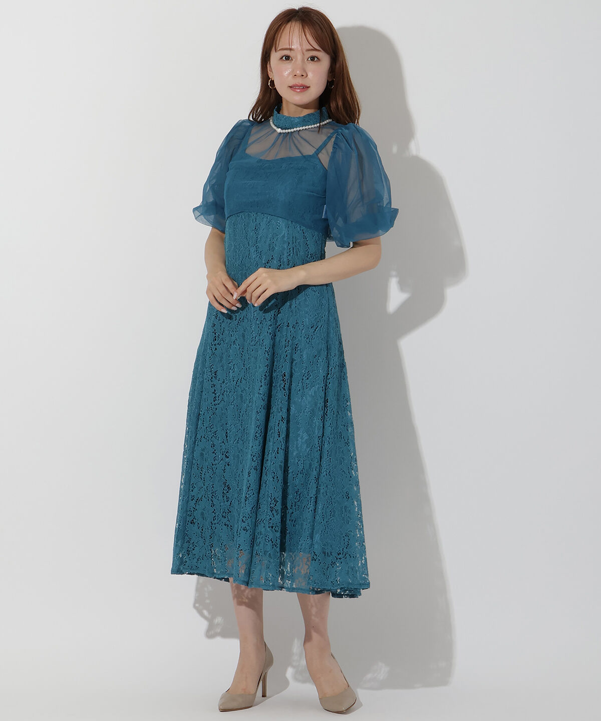 アンドクチュール「チュールブラウスレイヤーレースドレス」|ドレス|