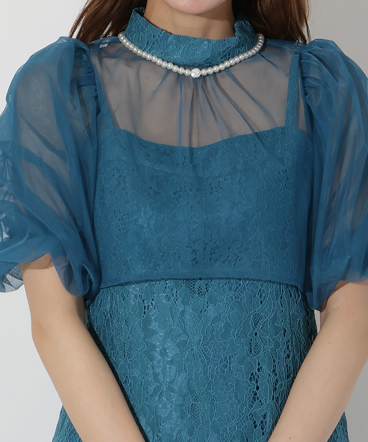 アンドクチュール「チュールブラウスレイヤーレースドレス」|ドレス|