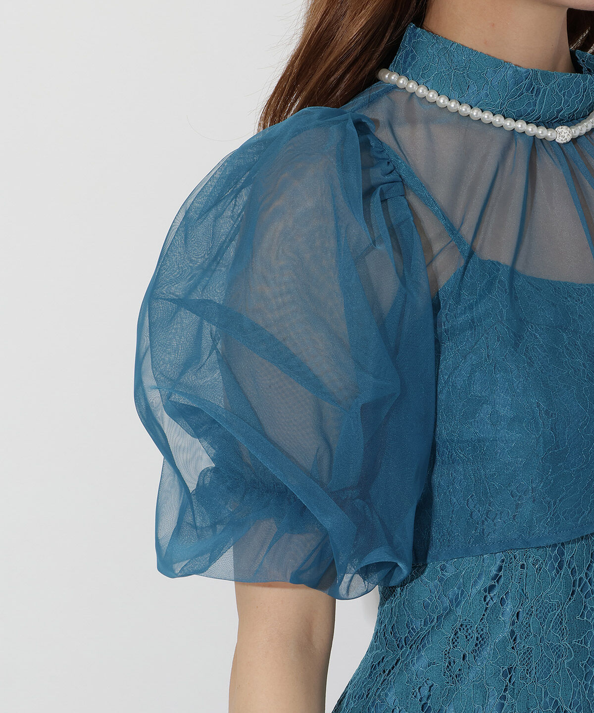 アンドクチュール「チュールブラウスレイヤーレースドレス」|ドレス|