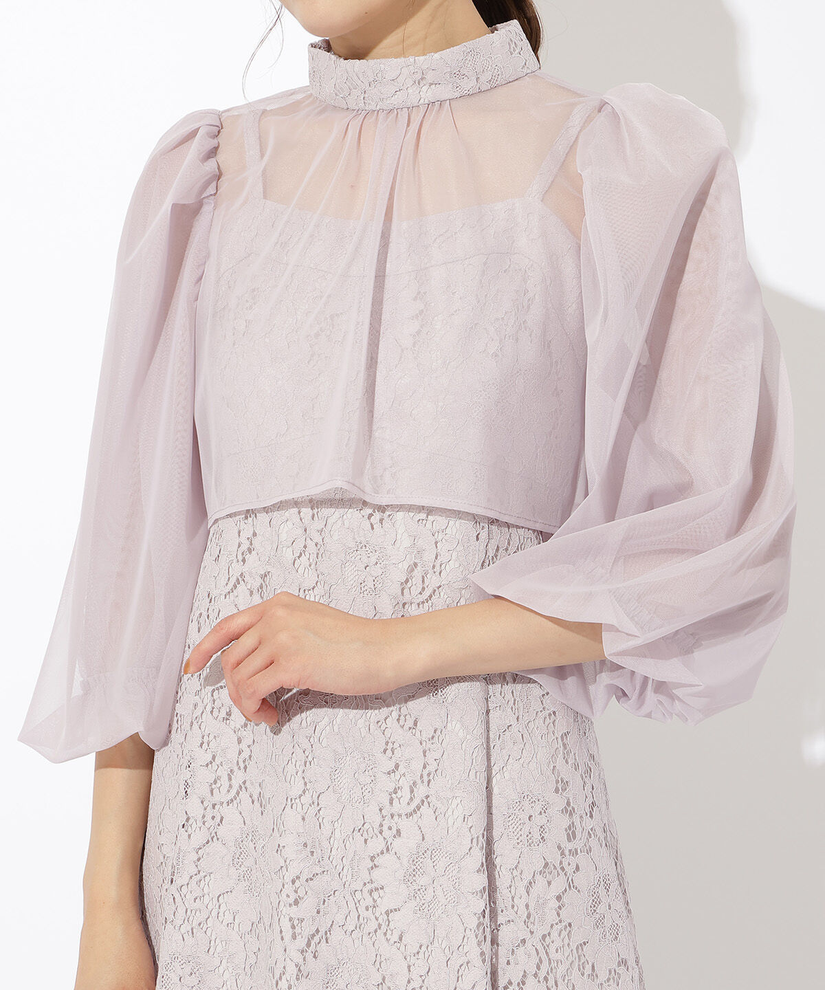 アンドクチュール「チュールブラウスレイヤーレースドレス」|ドレス|