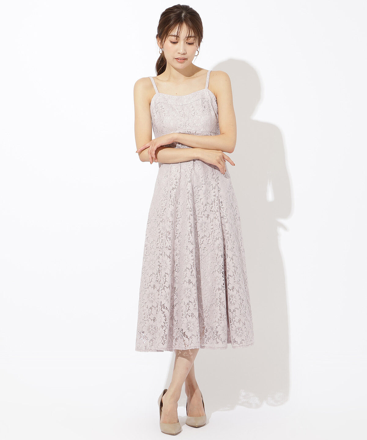 アンドクチュール「チュールブラウスレイヤーレースドレス」|ドレス|