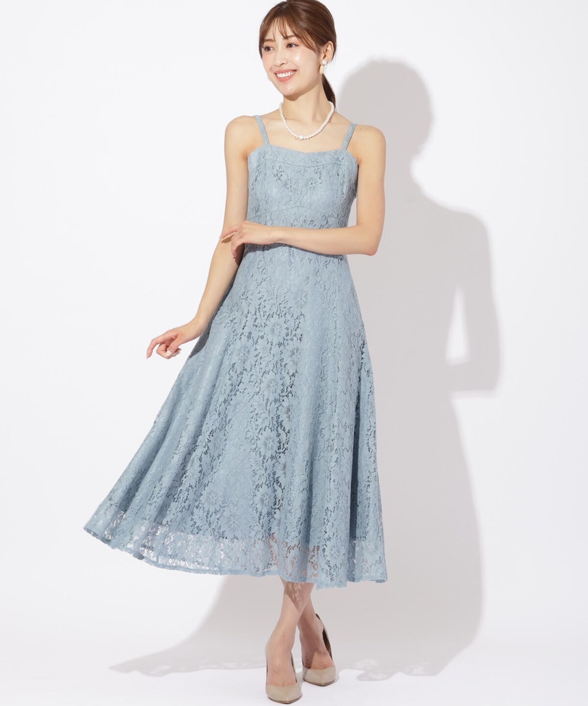 アンドクチュール「チュールブラウスレイヤーレースドレス」|ドレス|