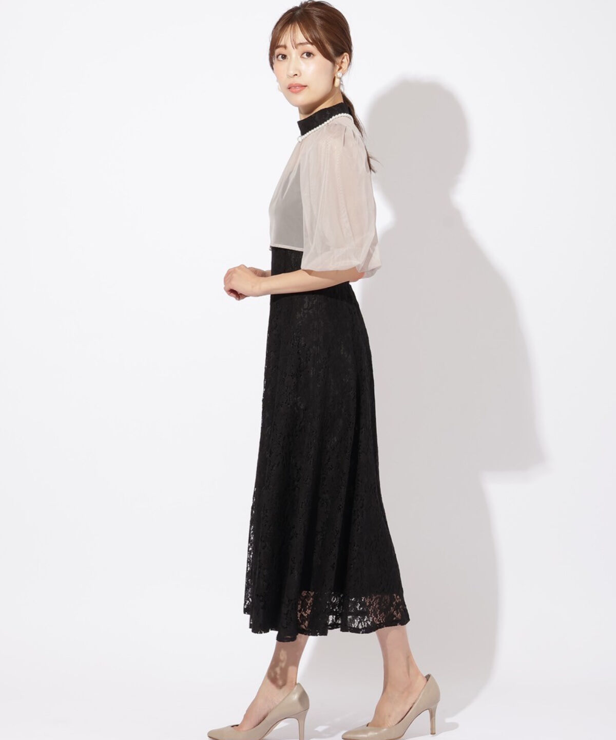 アンドクチュール「チュールブラウスレイヤーレースドレス」|ドレス|