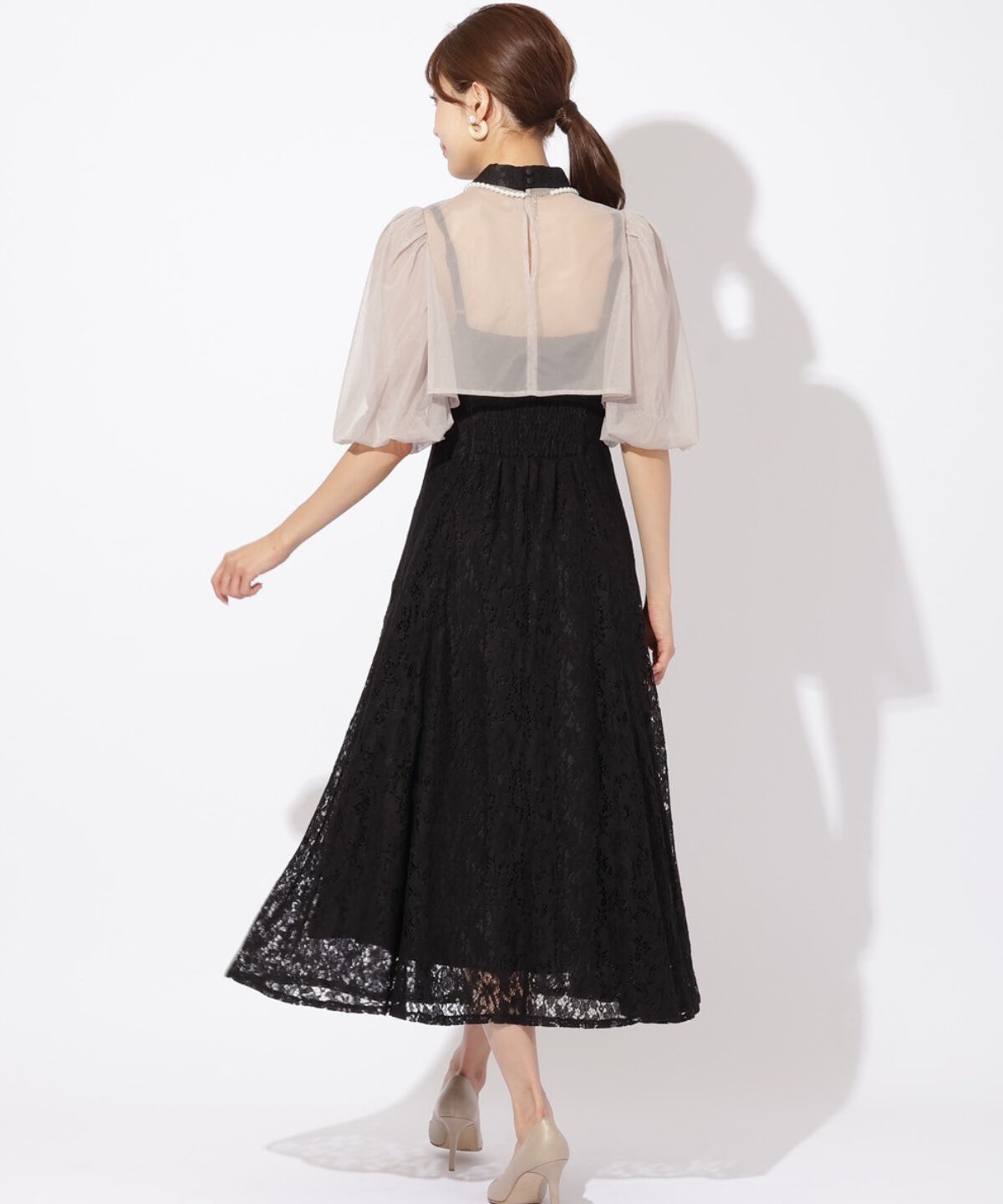 アンドクチュール「チュールブラウスレイヤーレースドレス」|ドレス|
