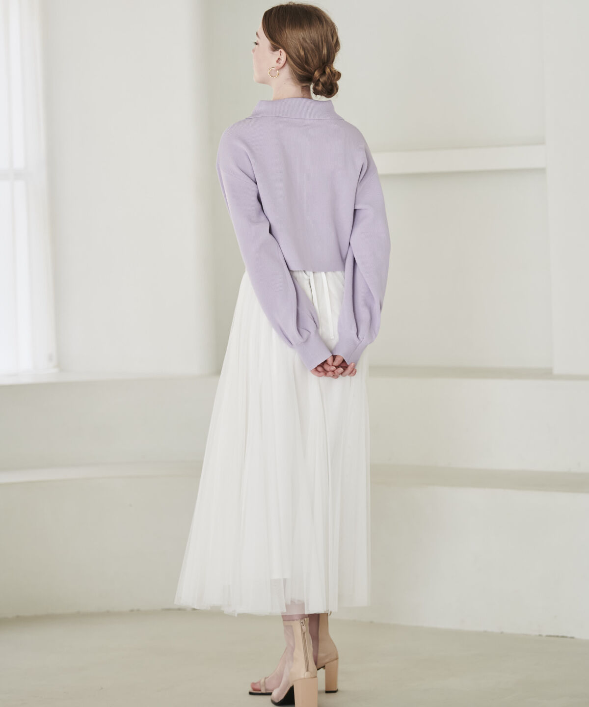 アンドクチュール「ダブルジップ片畦ニットブルゾン」|カーディガン|