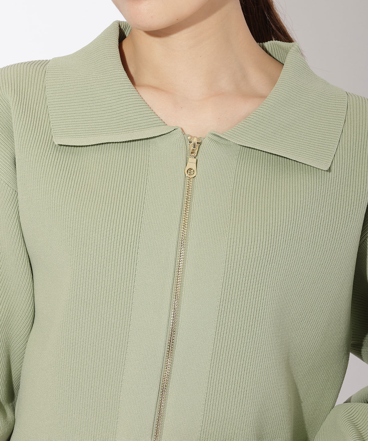 アンドクチュール「ダブルジップ片畦ニットブルゾン」|カーディガン|