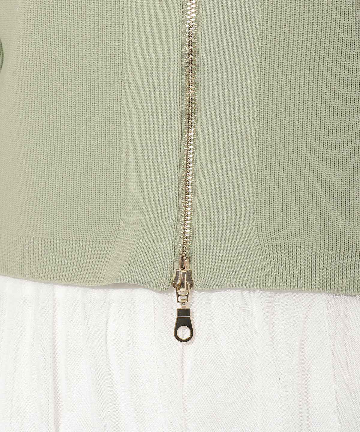 アンドクチュール「ダブルジップ片畦ニットブルゾン」|カーディガン|