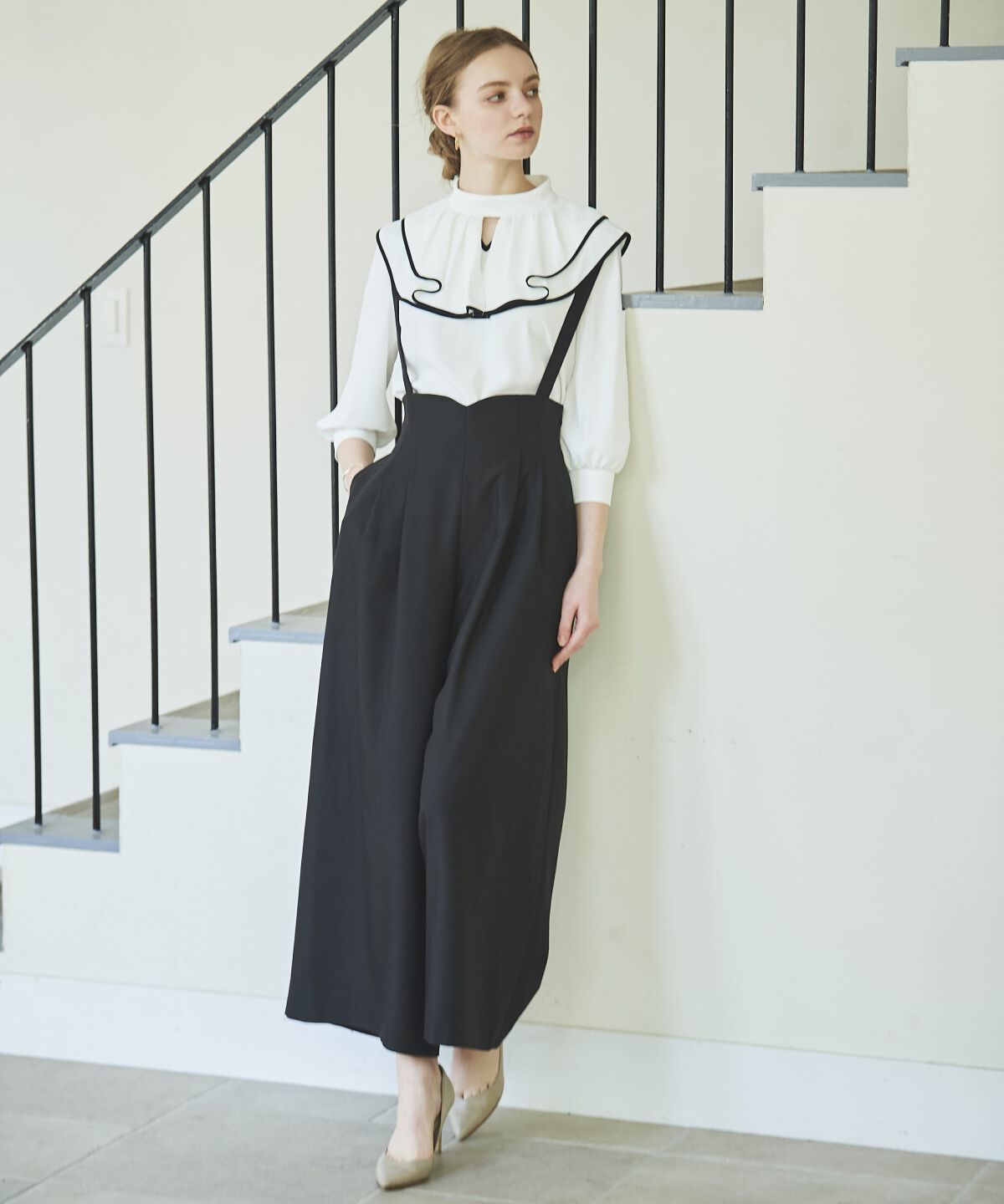 アンドクチュール「配色フリルケープブラウス」|シャツ・ブラウス|