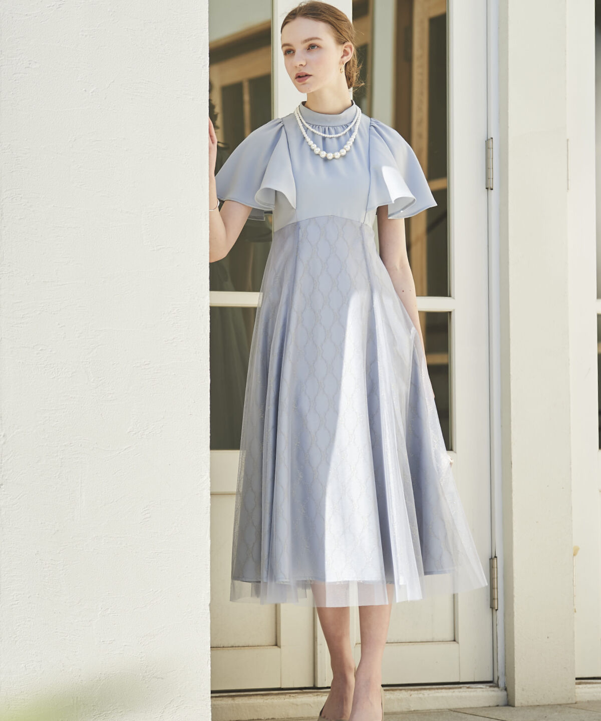 アンドクチュール「バスト切替ゴールドチュールドレス」|ドレス|