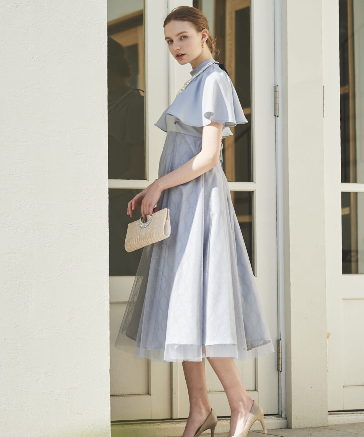 アンドクチュール「バスト切替ゴールドチュールドレス」|ドレス|