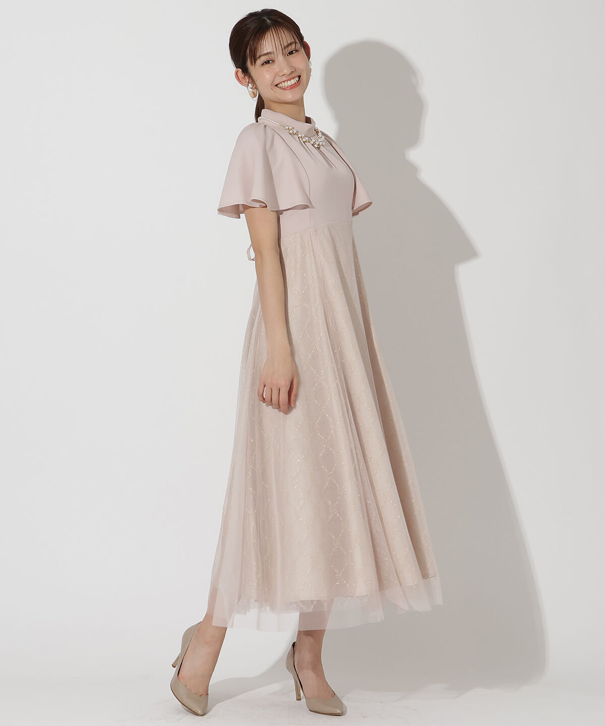 アンドクチュール「バスト切替ゴールドチュールドレス」|ドレス|