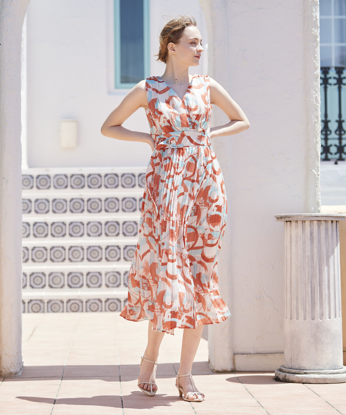 アンドクチュール「ジオメトリックカシュクールワンピース」|ワンピース|