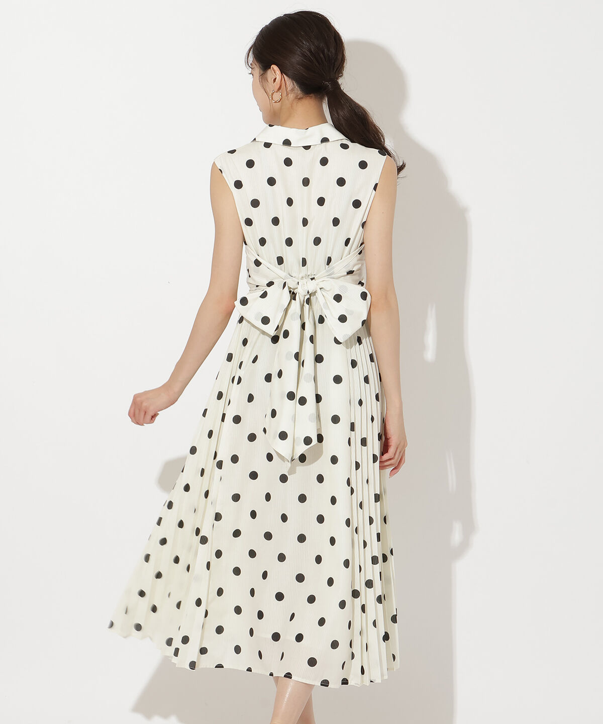 アンドクチュール「シアープリントサイドプリーツワンピース」|ワンピース|