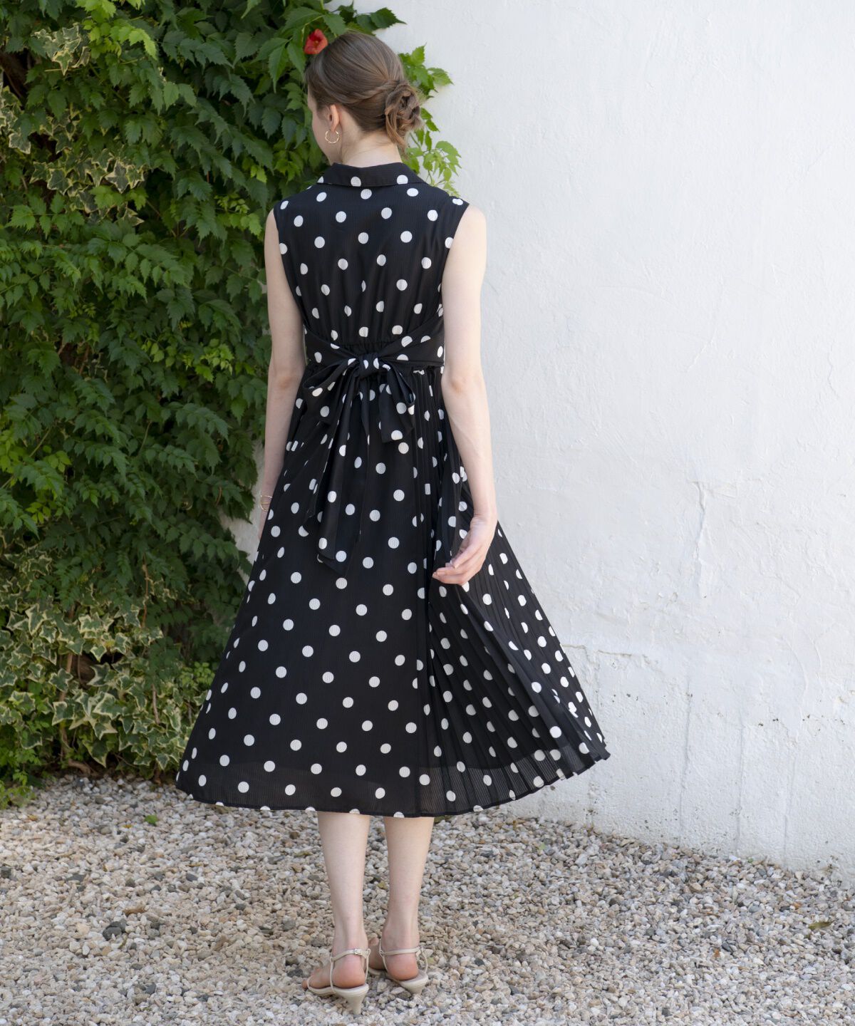 アンドクチュール「シアープリントサイドプリーツワンピース」|ワンピース|