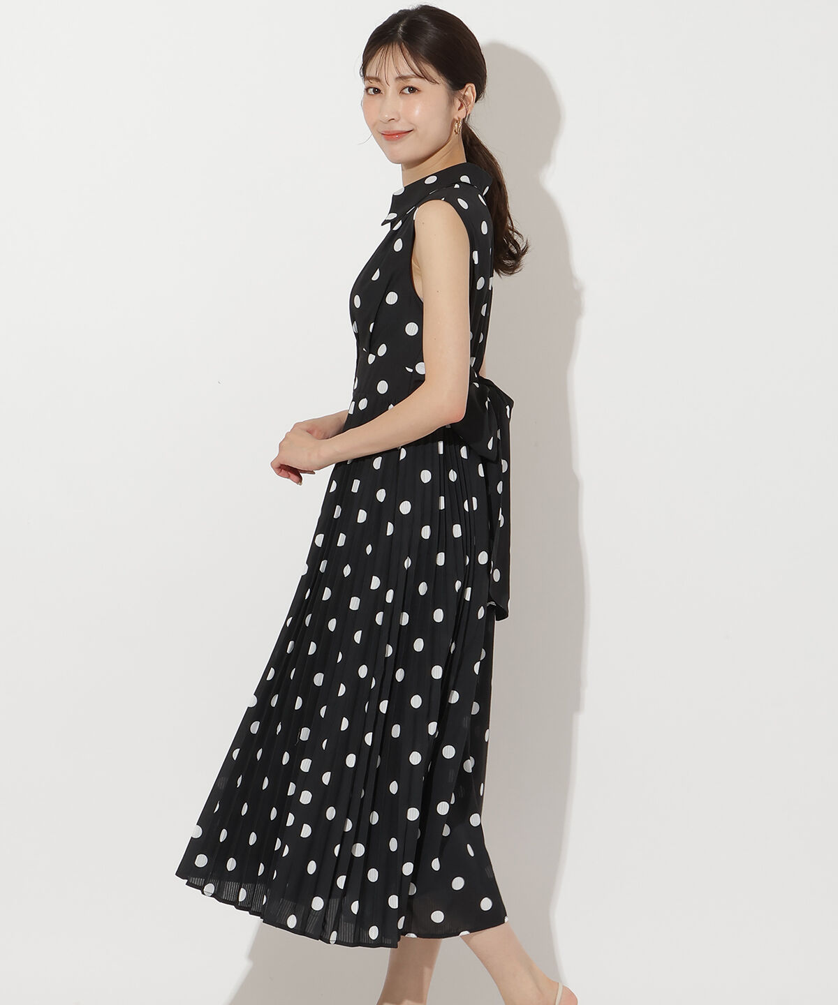 アンドクチュール「シアープリントサイドプリーツワンピース」|ワンピース|