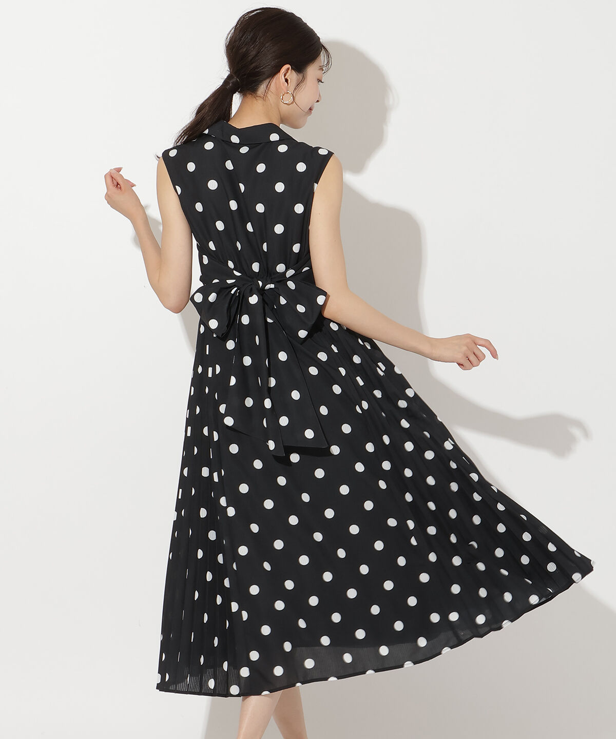 アンドクチュール「シアープリントサイドプリーツワンピース」|ワンピース|