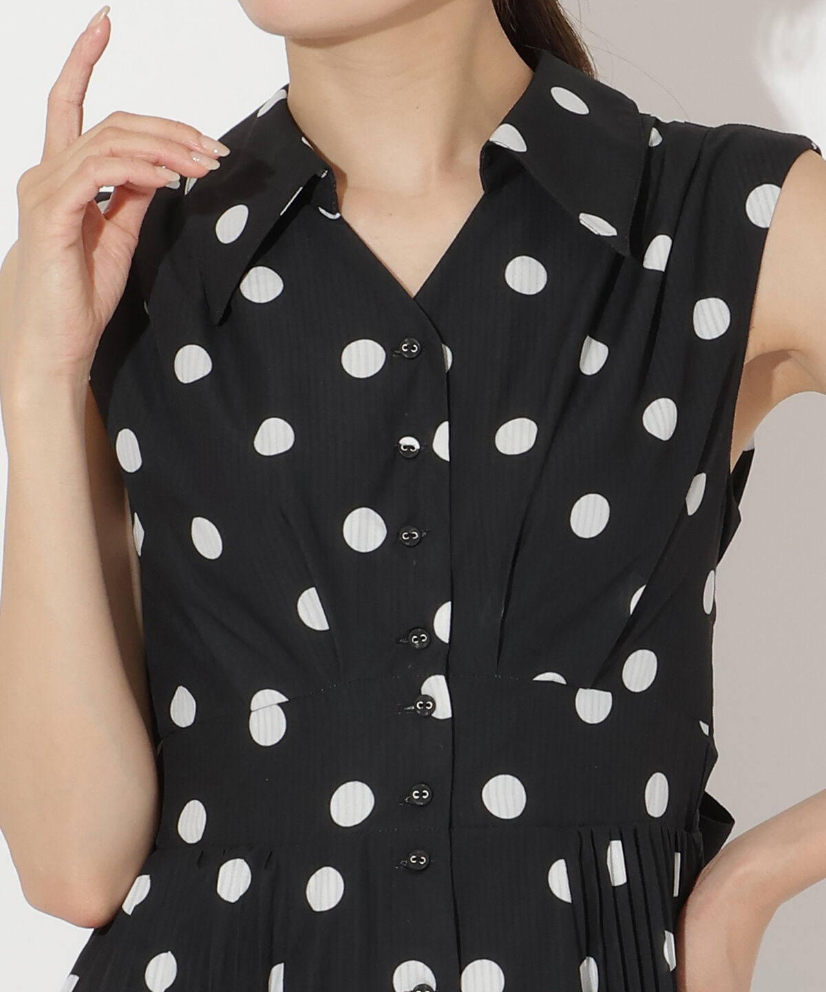 アンドクチュール「シアープリントサイドプリーツワンピース」|ワンピース|