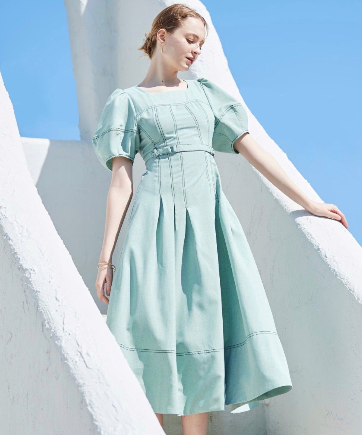 アンドクチュール「コルセットパフスリーブワンピース」|ワンピース|