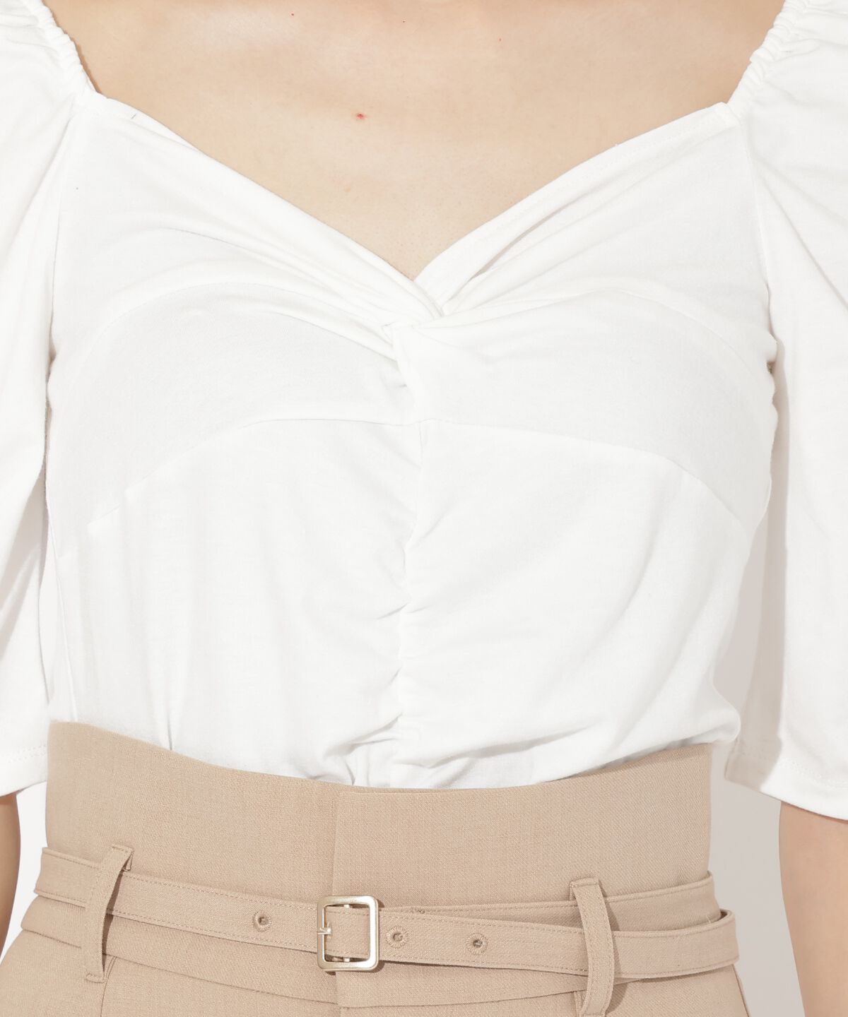 アンドクチュール「フロントクロスギャザーTシャツ」|Tシャツ・カットソー|