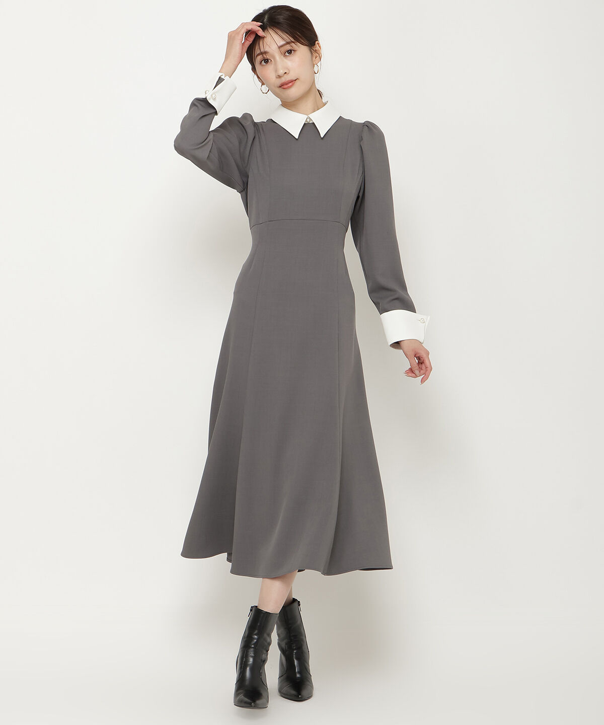 アンドクチュール「配色襟レディワンピース」|ワンピース|
