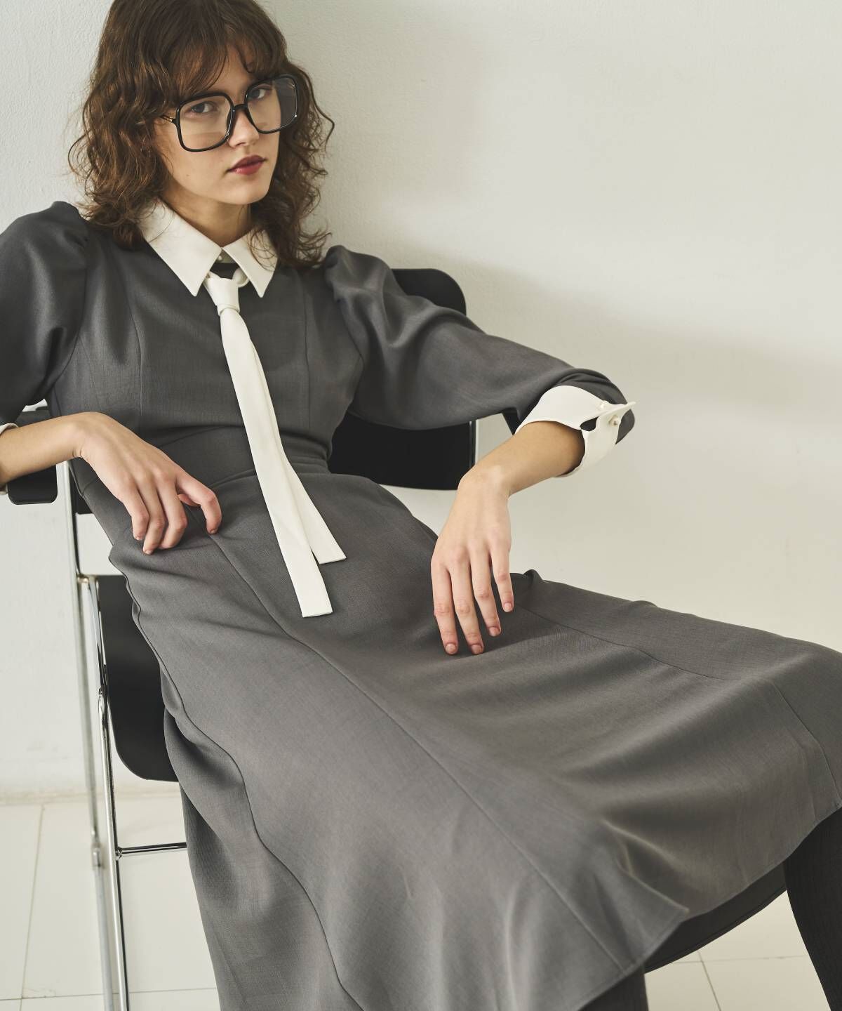 アンドクチュール「配色襟レディワンピース」|ワンピース|