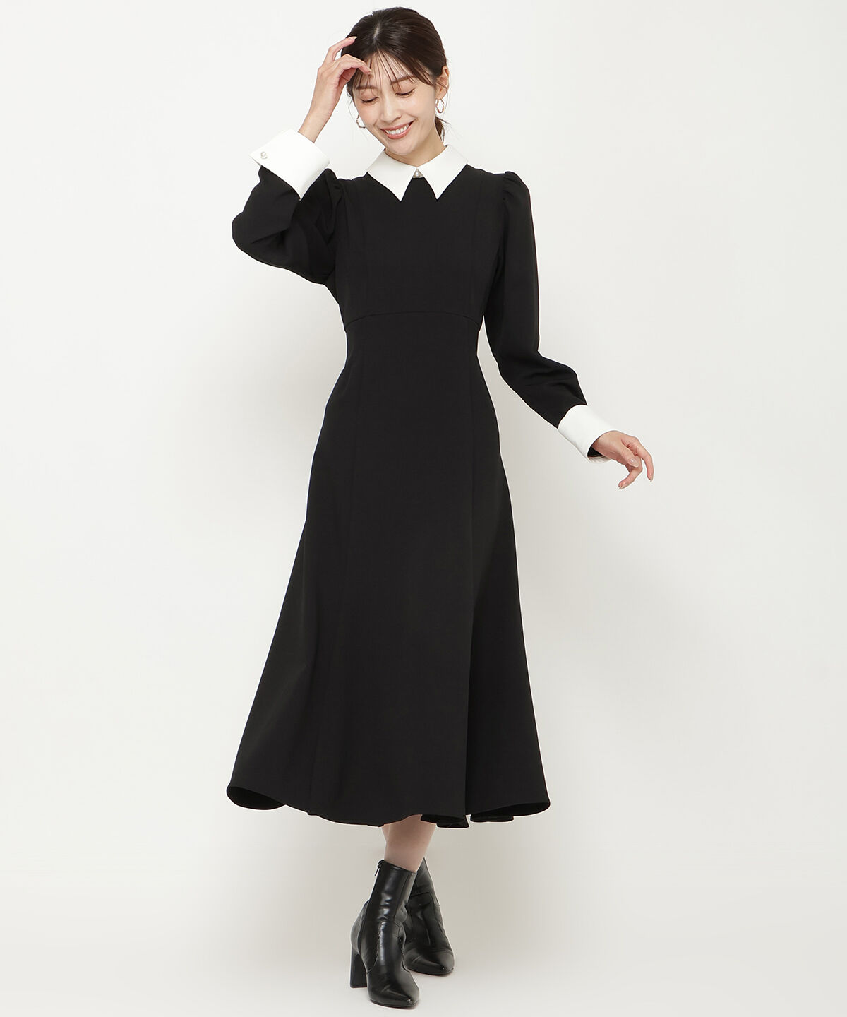 アンドクチュール「配色襟レディワンピース」|ワンピース|