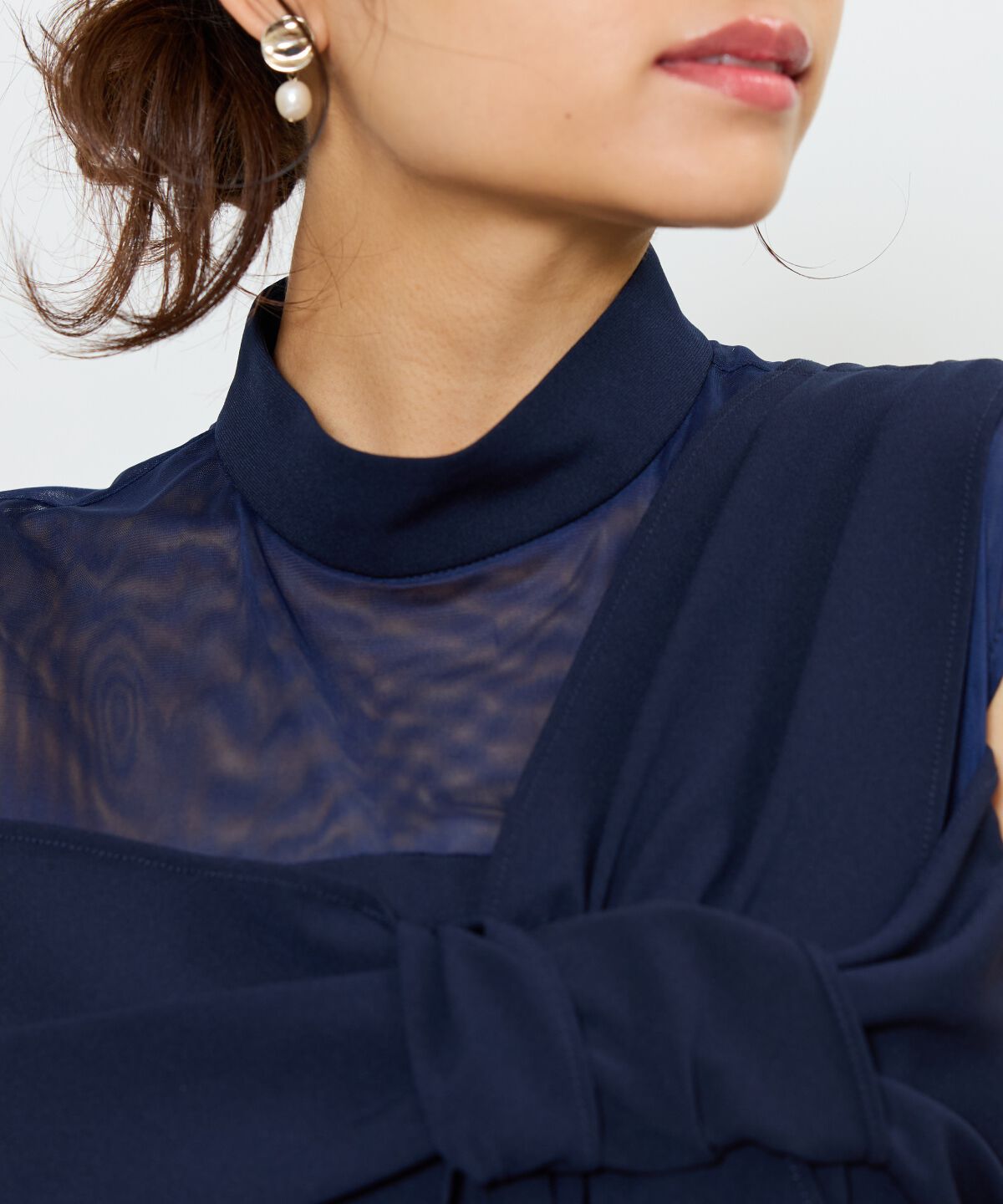 アンドクチュール「アシメショルダーリボンオールインワン」|オールインワン|