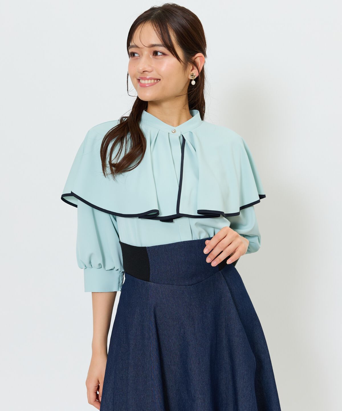 アンドクチュール「パイピングケープブラウス」|シャツ・ブラウス|