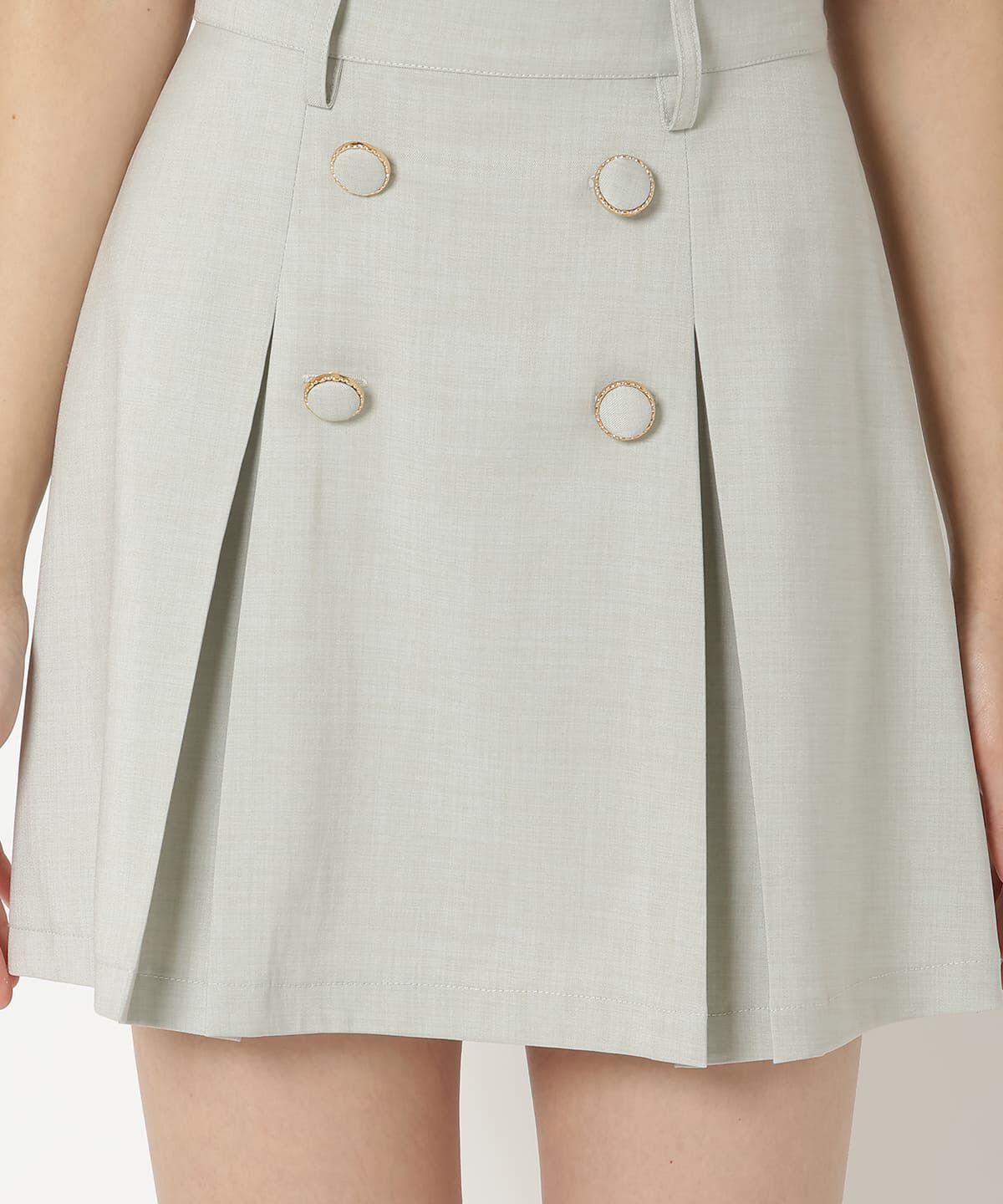 REDYAZEL「ボタン付きボックスプリーツスカート」|台形|