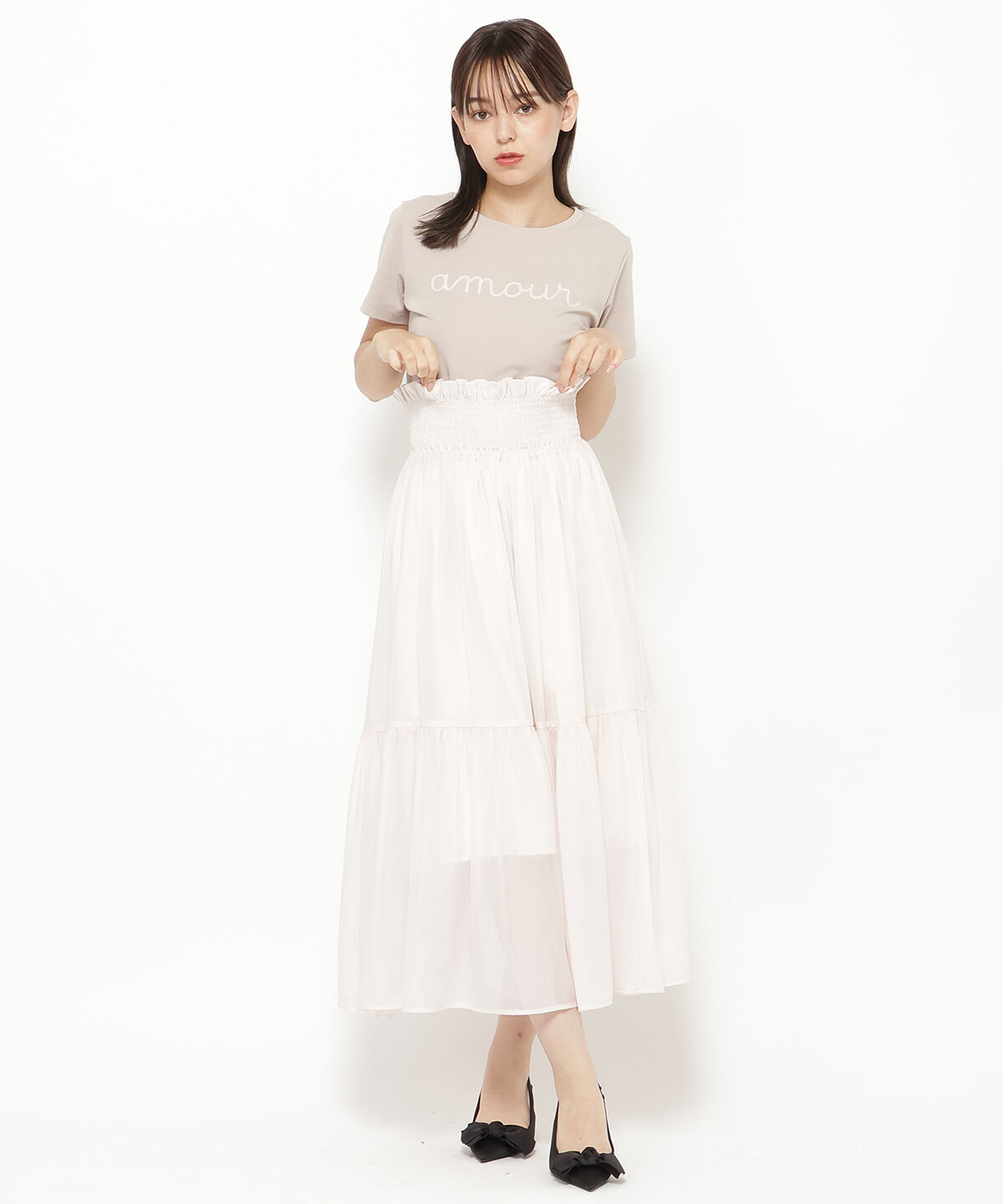 REDYAZEL「チュールショルダーフレアスカート」|フレア|