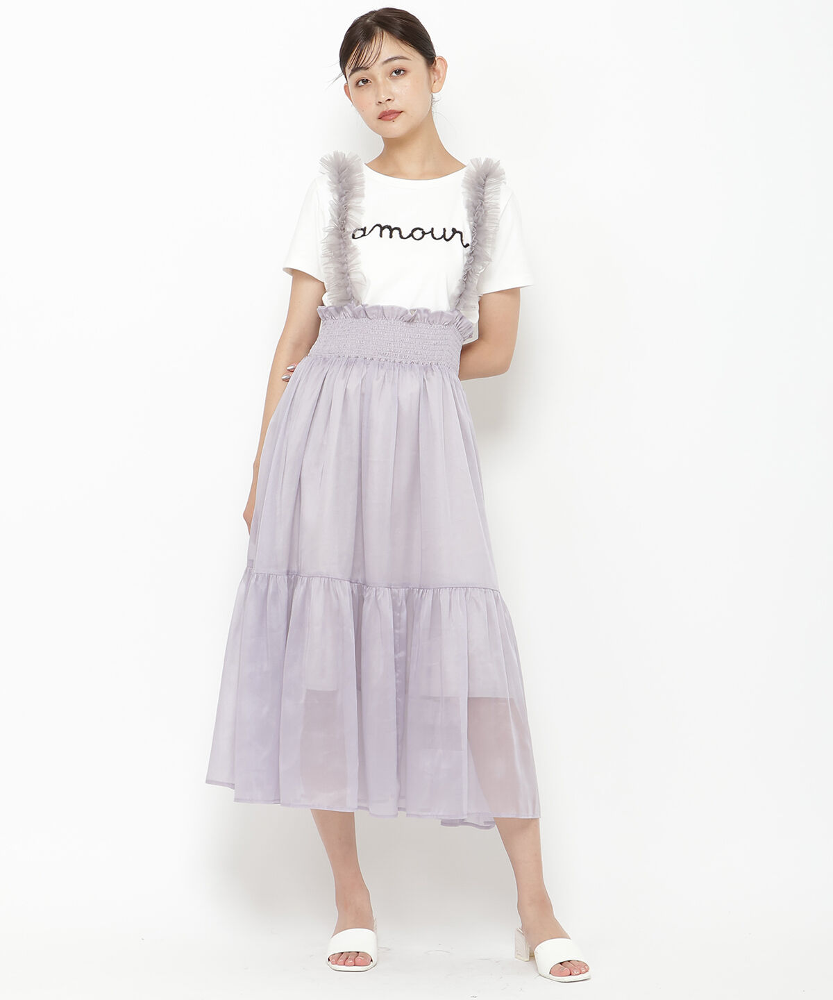 REDYAZEL「チュールショルダーフレアスカート」|フレア|