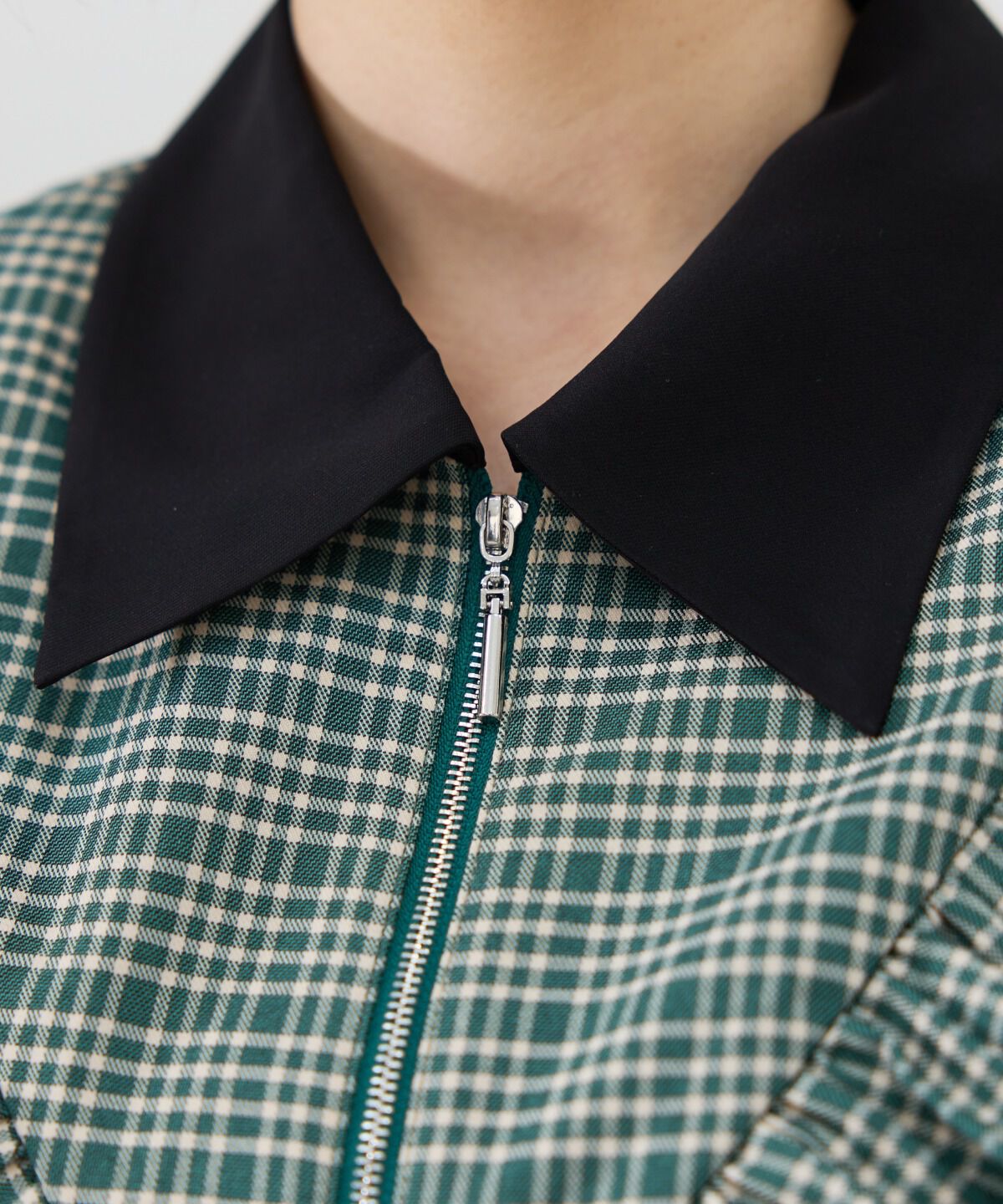 REDYAZEL「チェックフロントジップフリルミニシャツワンピース」|ワンピース|