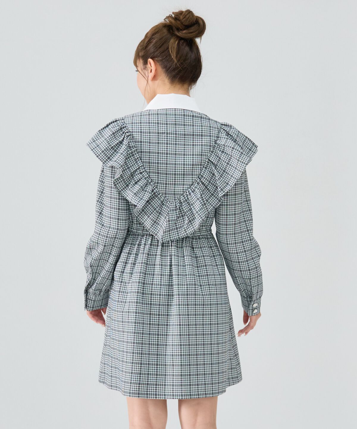 REDYAZEL「チェックフロントジップフリルミニシャツワンピース」|ワンピース|