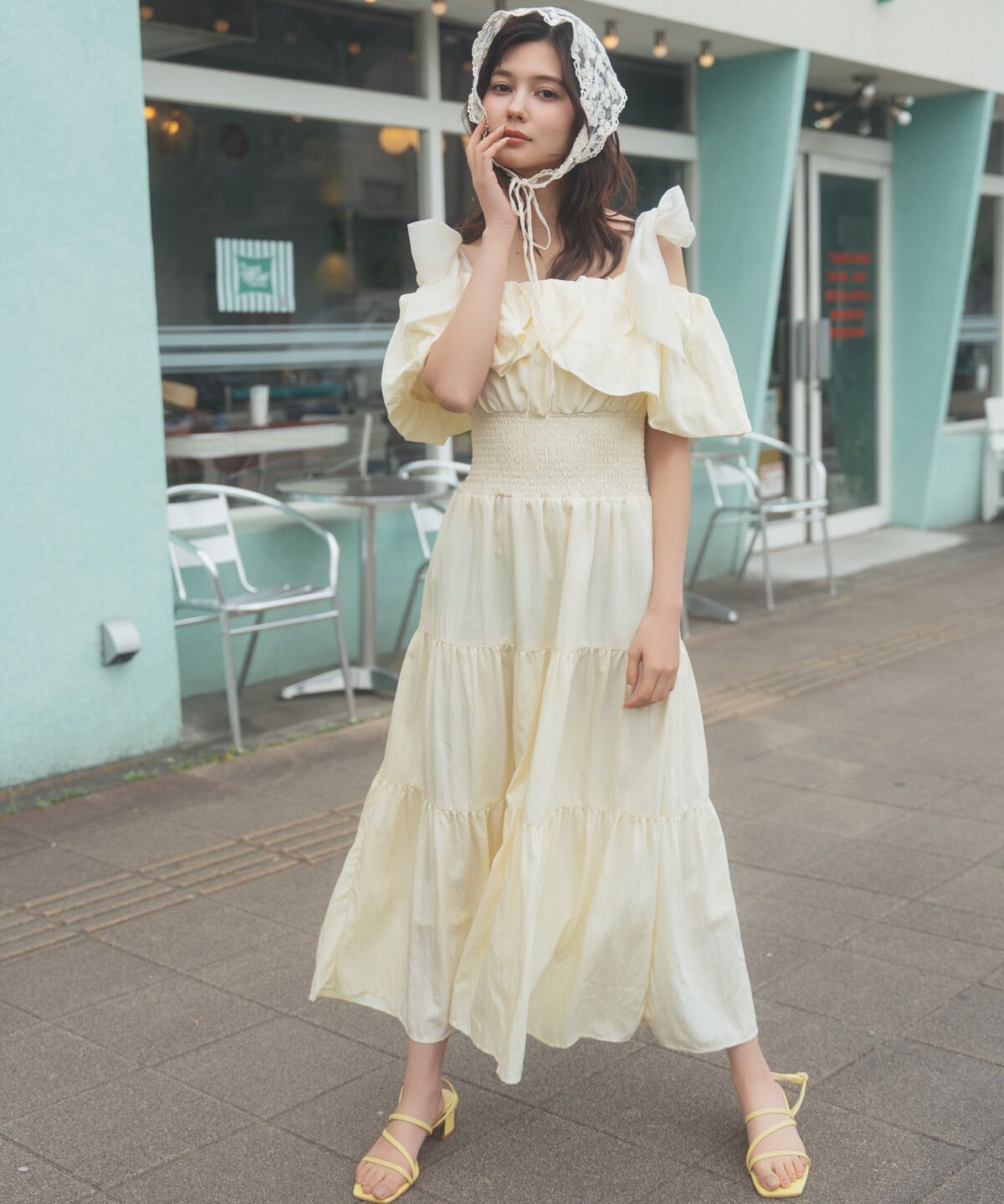 REDYAZEL「ショルダーリボンオフショルワンピース」|ワンピース|