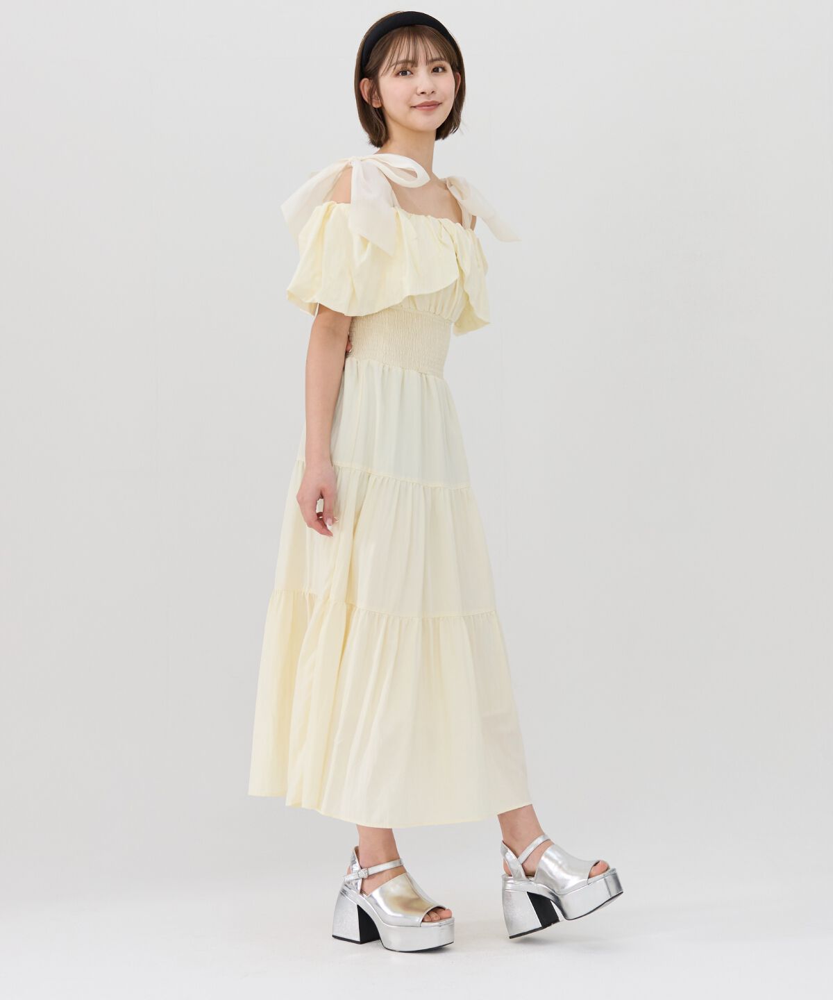 REDYAZEL「ショルダーリボンオフショルワンピース」|ワンピース|