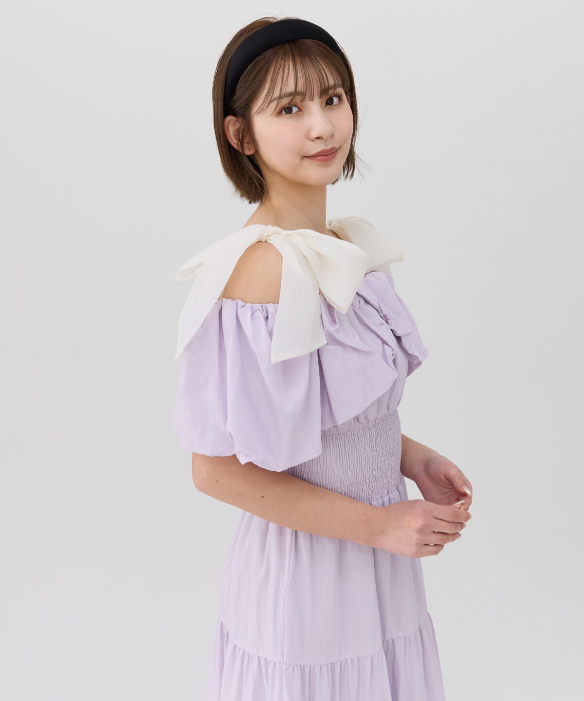 REDYAZEL「ショルダーリボンオフショルワンピース」|ワンピース|ラベンダー