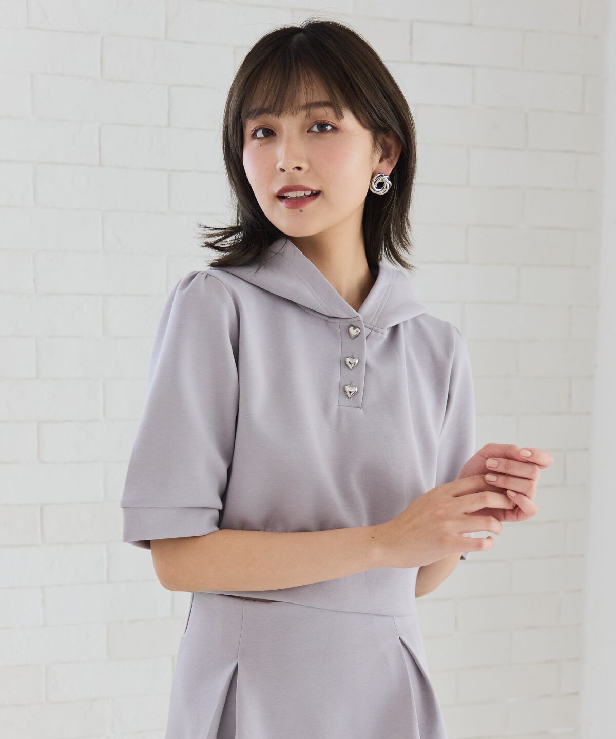 REDYAZEL「ハートボタンショートフーディー」|パーカー|