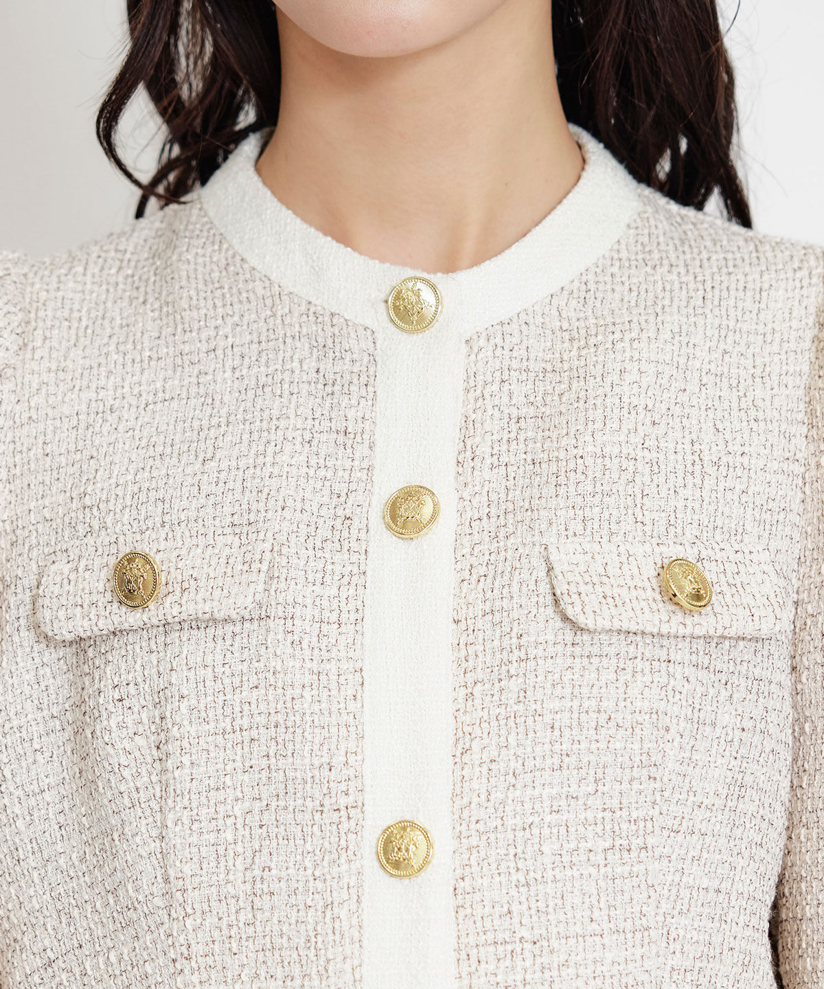 REDYAZEL「スプリングツイードノーカラージャケット」|ノーカラージャケット|