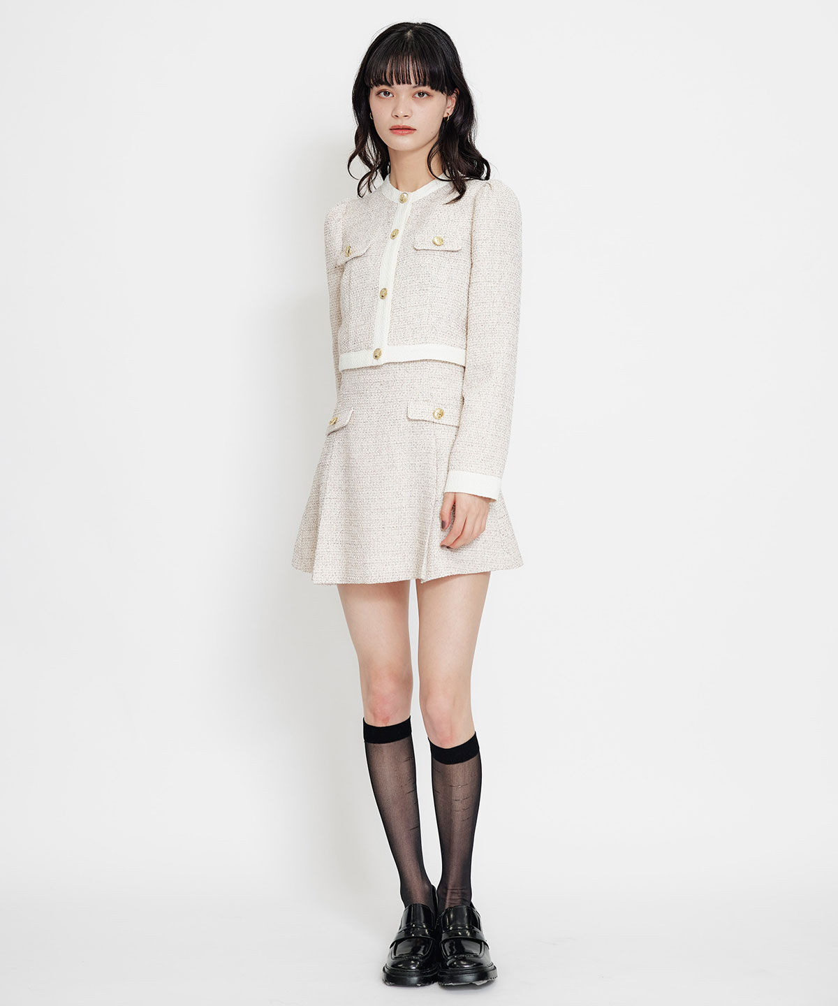 REDYAZEL「スプリングツイードノーカラージャケット」|ノーカラージャケット|