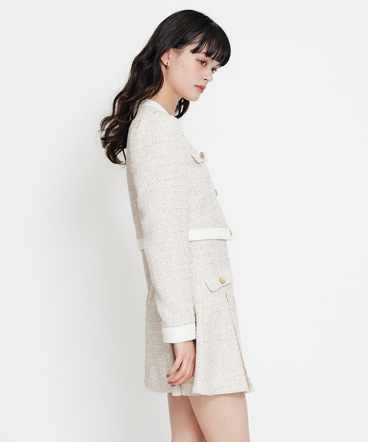 REDYAZEL「スプリングツイードノーカラージャケット」|ノーカラージャケット|