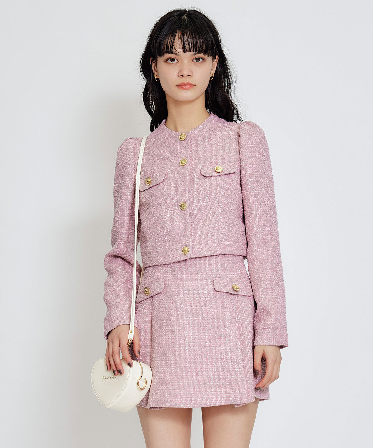 REDYAZEL「スプリングツイードノーカラージャケット」|ノーカラージャケット|