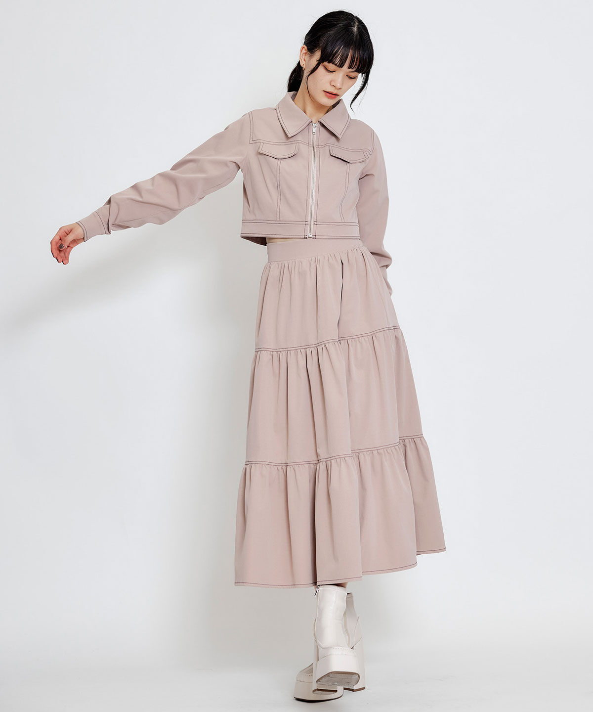 REDYAZEL「バイカラーステッチショートジャケット」|その他|