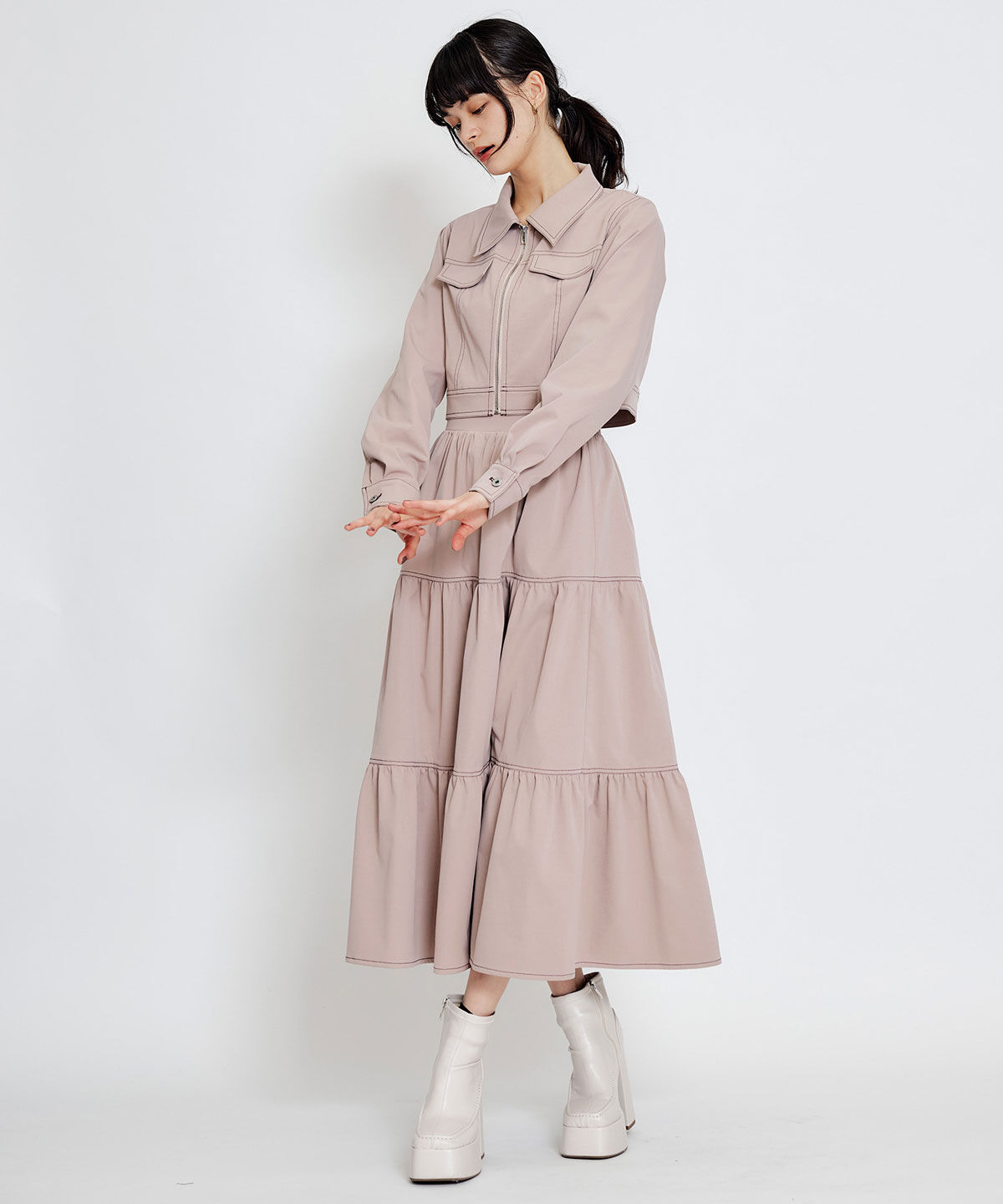 REDYAZEL「バイカラーステッチショートジャケット」|その他|